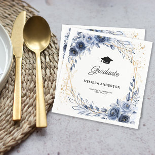 Serviette En Papier Fleurs Bleu Nuit Diplômé