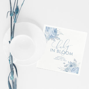 Serviette En Papier Fleurs Bleu Poussiéreux Bébé en Fleur Baby Shower