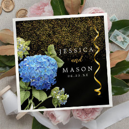 Serviette En Papier Fleurs bleues Mariage moderne Cocktail serviettes