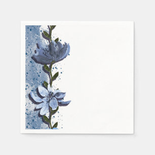 Serviette En Papier Fleurs Bleues Modernes Mariage Aquarelle Florale