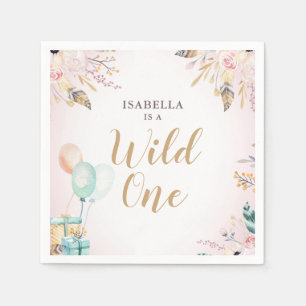 Serviette En Papier Fleurs Boho Fille 1er Anniversaire Wild One
