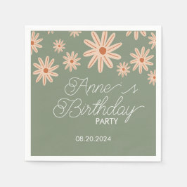 Serviette En Papier Fleurs Boho simples Tous les âges Anniversaire