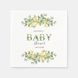 Serviette En Papier Fleurs botaniques aquarelles Citrons Baby Shower