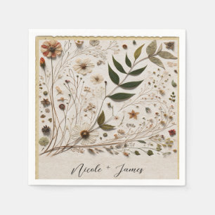 Serviette En Papier Fleurs Botaniques de Beauté de la Nature & Mariage