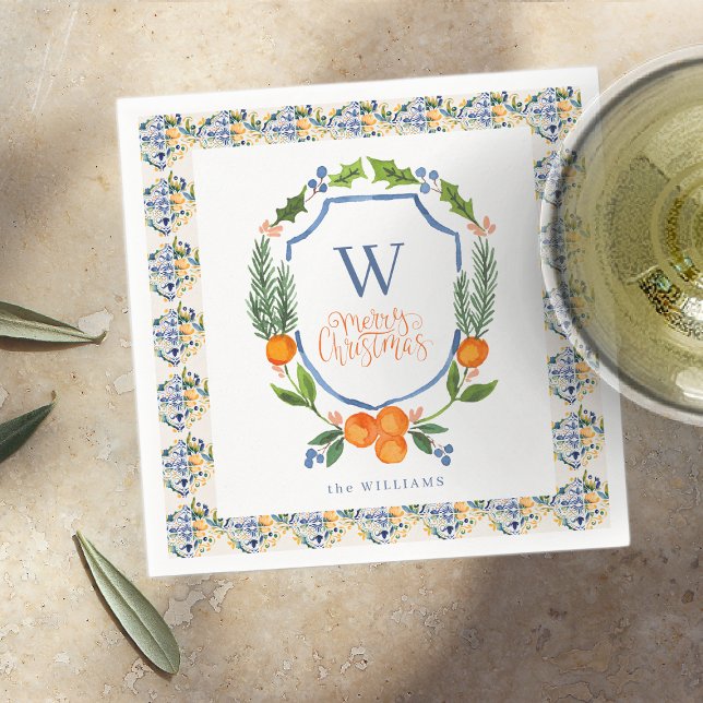 Serviette En Papier Fleurs botaniques de citrus d'hiver | Feuillage (Créateur téléchargé)