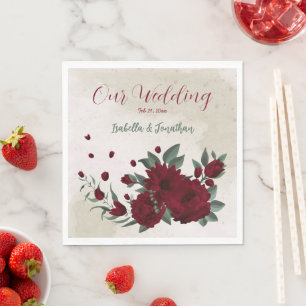 Serviette En Papier Fleurs bourguignonnes mariage