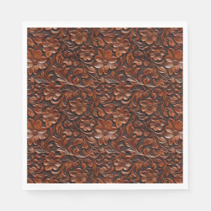 Serviette En Papier Fleurs Brown chaudes