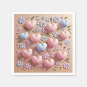 Serviette En Papier Fleurs Coeurs Cocktail serviettes
