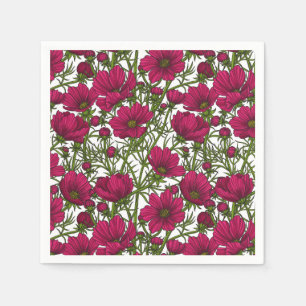 Serviette En Papier Fleurs Cosmos roses