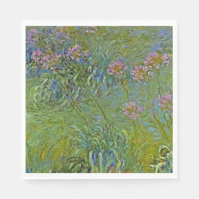 Serviette En Papier Fleurs d'Agapanthus (par Claude Monet) (Devant)