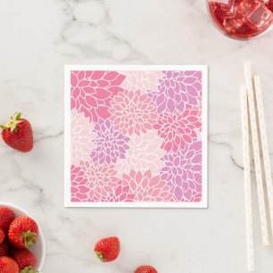 Serviette En Papier Fleurs Dahlia, Motif De Fleurs, Dahlia Rose