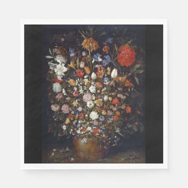 Serviette En Papier Fleurs dans un bâtiment en bois (par Jan Brueghel) (Devant)