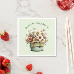 Serviette En Papier Fleurs dans un pot Cozy Shabby Cute Anniversaire