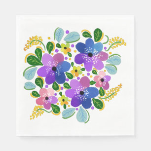 Serviette En Papier Fleurs d'aquarelle 03 Papier de déjeuner serviette