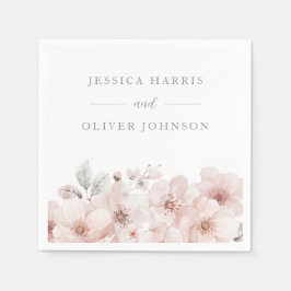 Serviette En Papier Fleurs d'Aquarelle Belle Mariage
