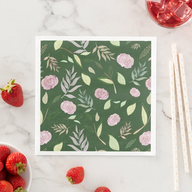 Serviette En Papier Fleurs d'aquarelle festive 8 (En situation)