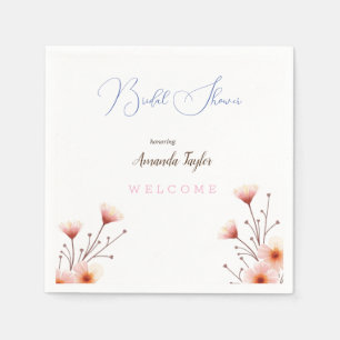 Serviette En Papier Fleurs d'aquarelle Fête des mariées minimale