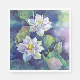 Serviette En Papier Fleurs d'aquarelle losange blanc illustration fleu