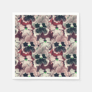 Serviette En Papier Fleurs d'aquarelle rose, bordeaux