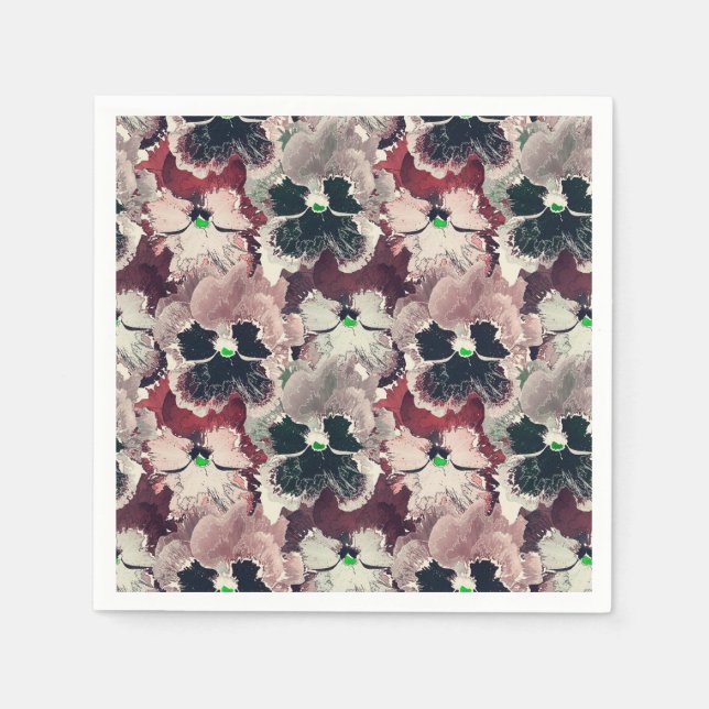Serviette En Papier Fleurs d'aquarelle rose, bordeaux (Devant)