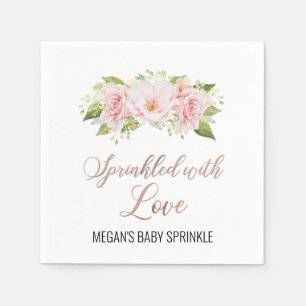 Serviette En Papier Fleurs d'aquarelle rose pâle parsemées d'amour