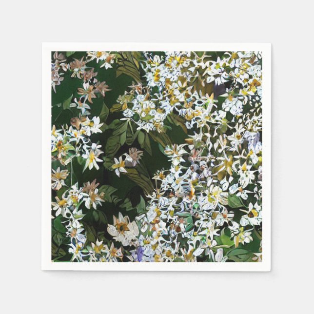 SERVIETTE EN PAPIER FLEURS D'ASTER (Devant)