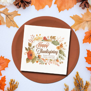 Serviette En Papier Fleurs d'automne de fête de Thanksgiving