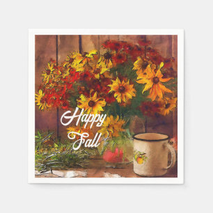 Serviette En Papier Fleurs d'automne et mug avec texte personnalisable