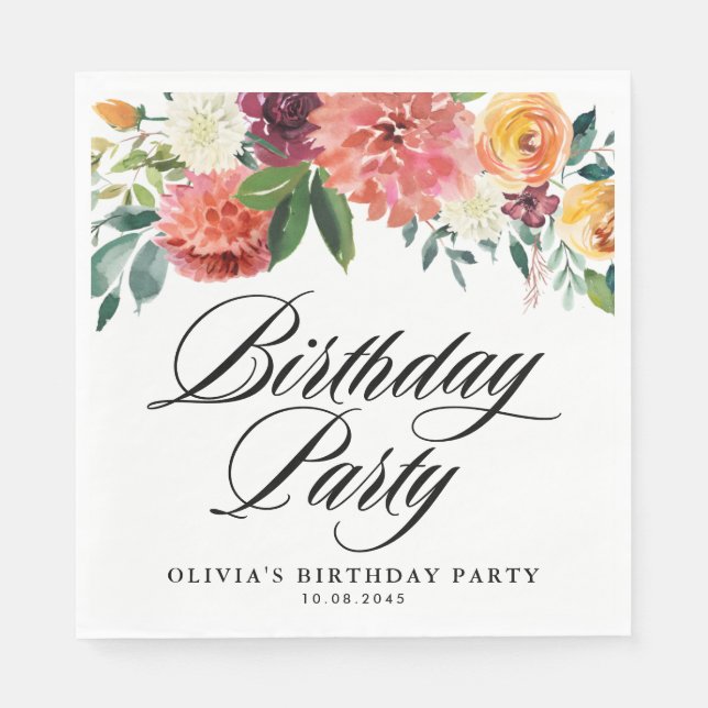 Serviette En Papier Fleurs d'automne Garland Automne fête d'anniversai (Devant)