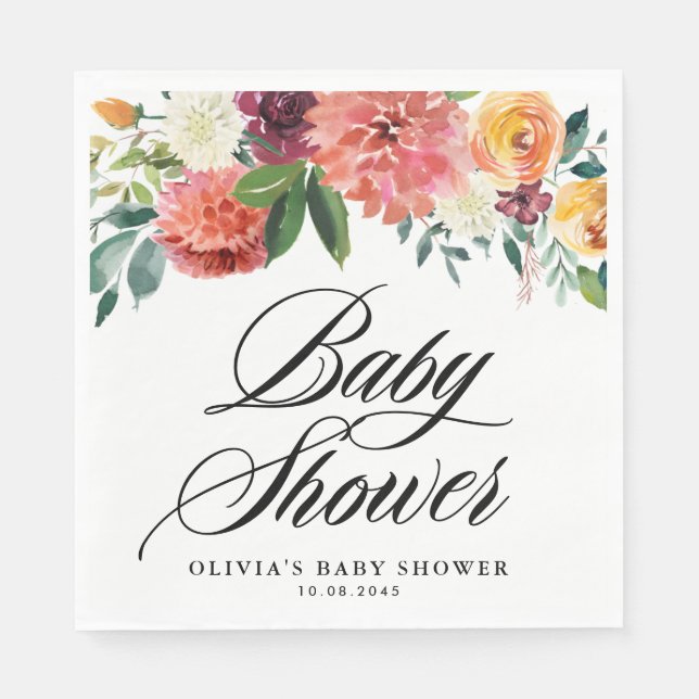 Serviette En Papier Fleurs d'automne Garland Baby shower d'automne (Devant)