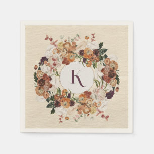 Serviette En Papier Fleurs d'automne Wreath personnalisée