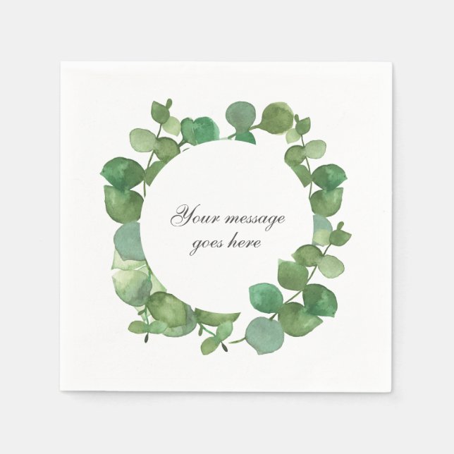 Serviette En Papier Fleurs de Bohème à l'Eucalyptus (Devant)