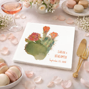 Serviette En Papier Fleurs de cactus Mariage Botanique Aquarelle Flora