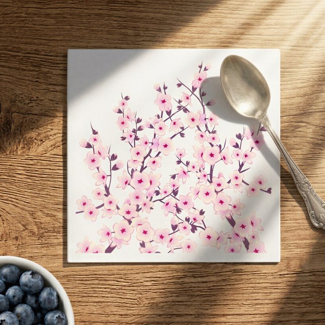 Serviette En Papier Fleurs de cerisier (Sakura) rose blanc (Créateur téléchargé)