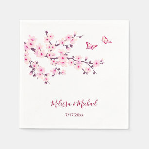 Serviette En Papier Fleurs de cerisier Votre Noms Mariage