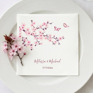 Serviette En Papier Fleurs de cerisier Votre Noms Mariage