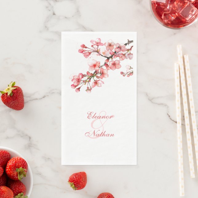 Serviette En Papier Fleurs de cerisiers Mariage de printemps (En situation)
