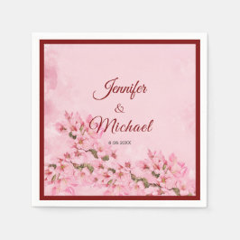Serviette En Papier Fleurs de cerisiers roses Mariage de printemps