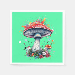 Serviette En Papier Fleurs de champignon Bois Planche colorée