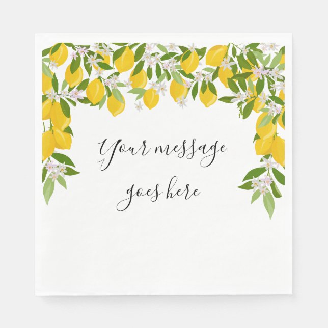 Serviette En Papier Fleurs de citronniers Feuillage vert Style élégant (Devant)
