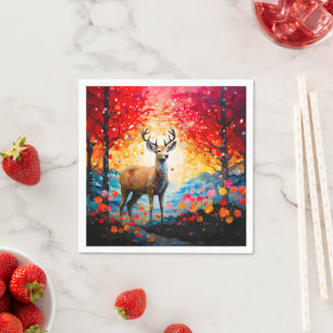 Serviette En Papier Fleurs de coucher de soleil doré Forêt d'automne C