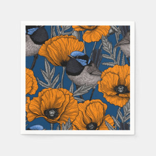 Serviette En Papier Fleurs de fleurs et fleurs de pavot orange