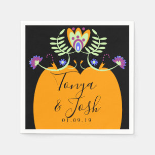 Serviette En Papier Fleurs de folklore mexicain Mariage   Citrouille d