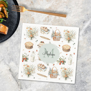 Serviette En Papier Fleurs de fraisier fantaisistes monogrammées de ca