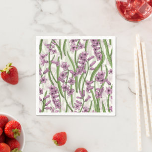 Serviette En Papier Fleurs de Hyacinth rose sur blanc naturel