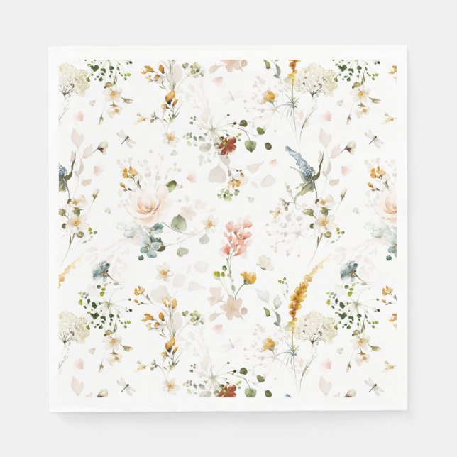 Serviette En Papier Fleurs de jardin Journée botanique de mariage  (Devant)