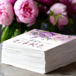 Serviette En Papier Fleurs De Jardin Violet Et Rose Baby shower Fille