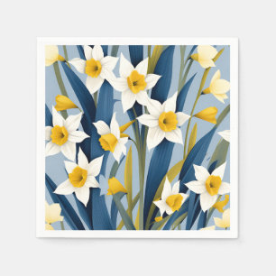 Serviette En Papier Fleurs de jonquilles contemporaines