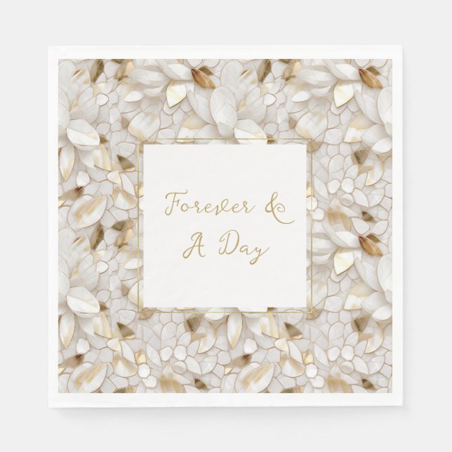 Serviette En Papier Fleurs de lotus en or blanc (Devant)