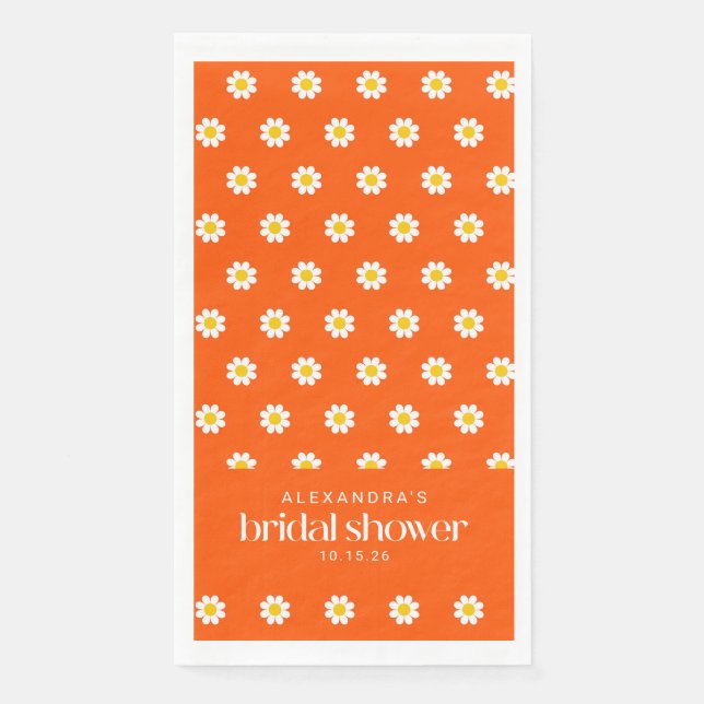 Serviette En Papier Fleurs de marguerite orange vintage douche de mari (Devant)